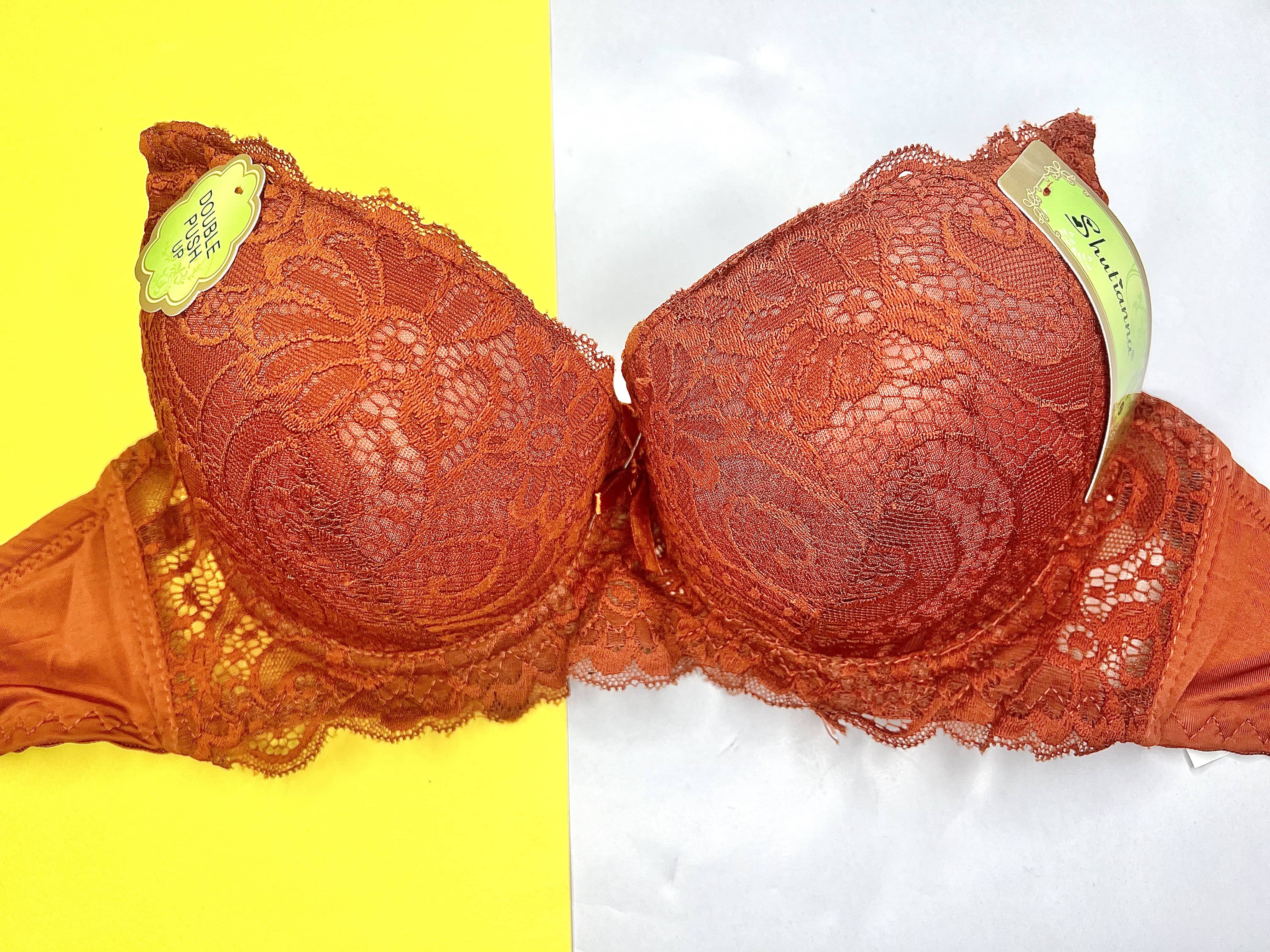 ست شورت و سوتین گیپوری اسفنجی آجری