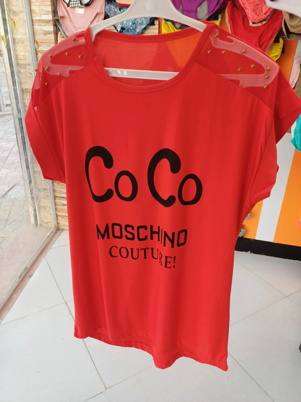 تیشرت زنانه آستن مرواریدی کیمونو رنگ قرمز